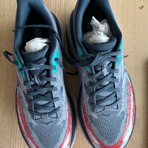 Hoka Charcoal and Crimson Athletic Shoes